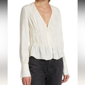 Frame Ruched Silk Blouse